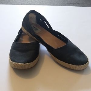UGG Cicily Black Leather Flats Size 8.5